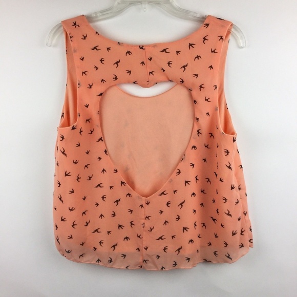 Poetry Tops - Poetry Anthropology Size XL Top  Peach Bird Print